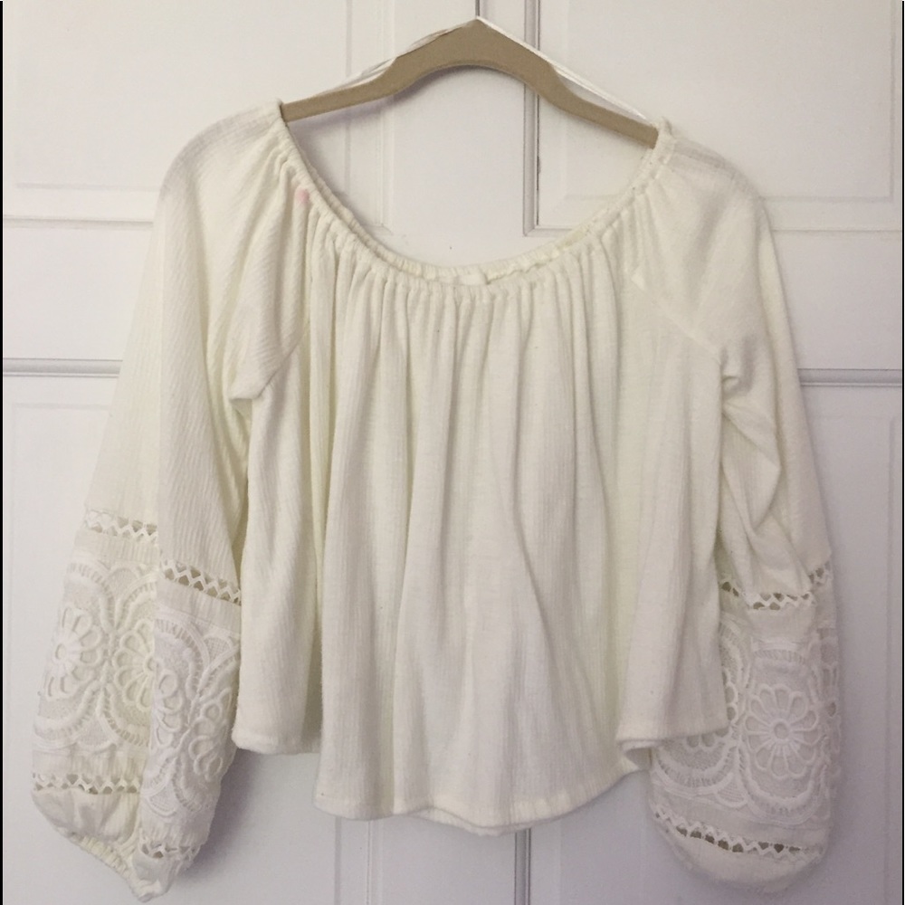 A Honey and Thyme off the shoulder shirt.